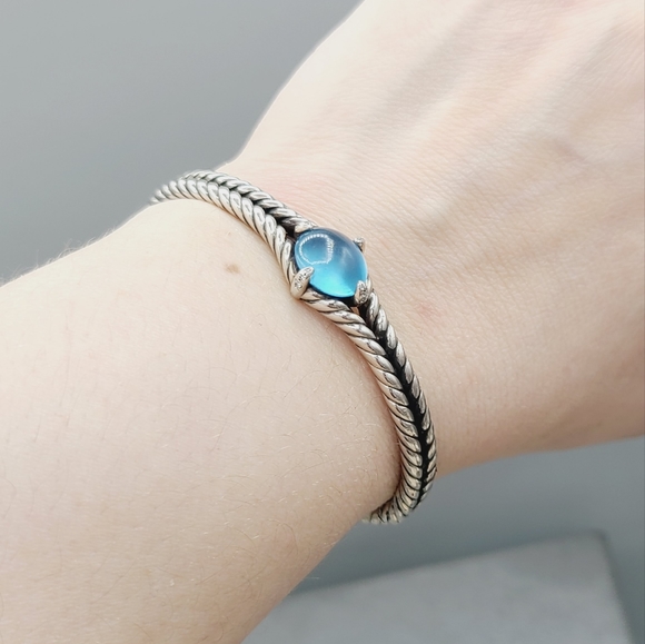 David Yurman Chatelaine Blue Topaz Diamond Bracelet - Picture 10 of 12